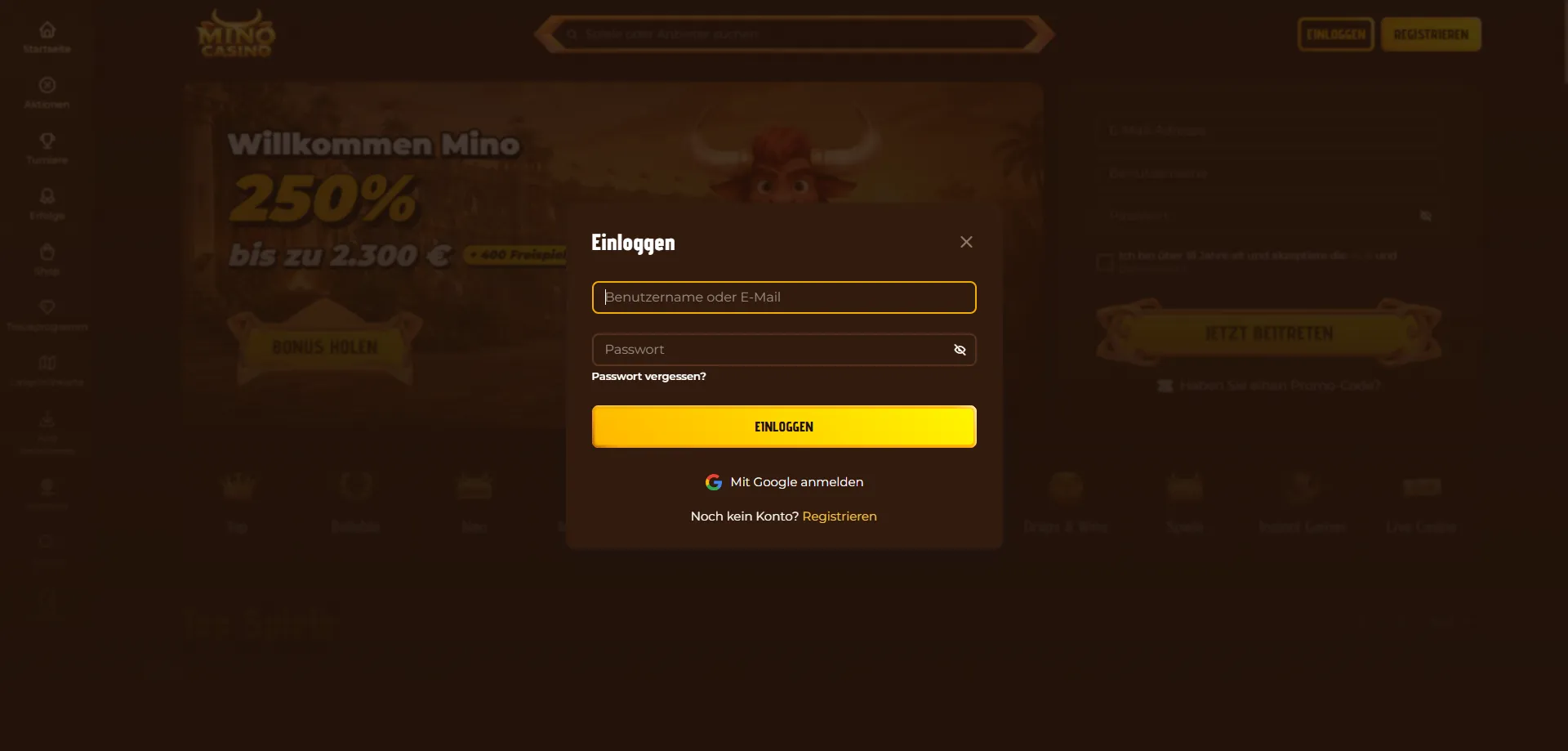 Schritt-für-Schritt-Anleitung zur Eingabe des Mino Casino Promo Codes